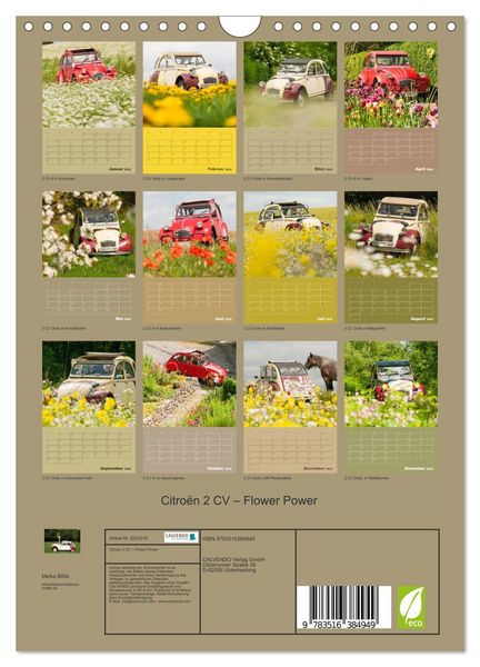 Produktbild: Citro&euml;n 2 CV &ndash; Flower Power (Wandkalender 2026 DIN A4 hoch), CALVENDO Monatskalender