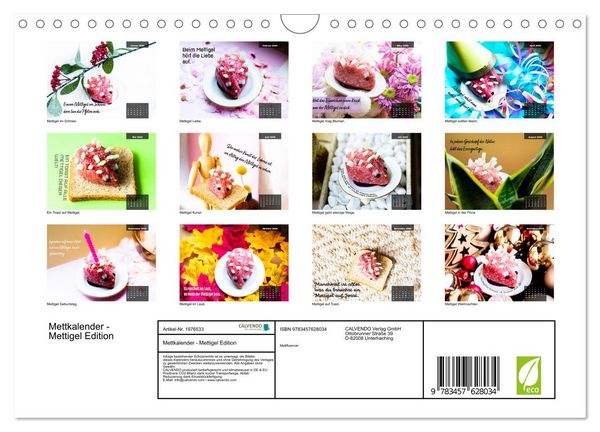 Produktbild: Mettkalender - Mettigel Edition (Wandkalender 2026 DIN A4 quer), CALVENDO Monatskalender