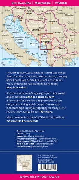 Produktbild: Reise Know-How Landkarte Montenegro (1:160.000)