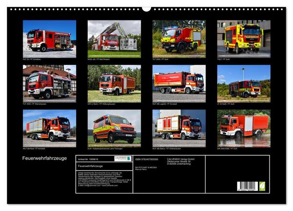 Produktbild: Feuerwehrfahrzeuge (Wandkalender 2026 DIN A2 quer), CALVENDO Monatskalender