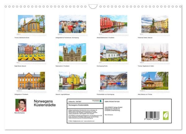 Produktbild: Norwegens K&uuml;stenst&auml;dte (Wandkalender 2026 DIN A3 quer), CALVENDO Monatskalender