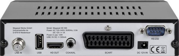 Produktbild: MegaSat HD 390 DVB-S2 Receiver Front-USB Anzahl Tuner: 1
