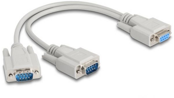 Produktbild: Delock 67160 VGA Adapter [1x D-SUB-Buchse 9pol. - 2x D-SUB-Stecker 9pol.] Beige 0.30m