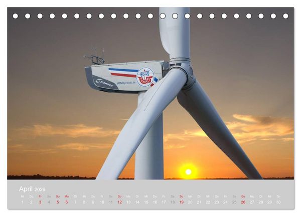 Produktbild: Windkraftanlagen aus der Luft fotografiert (Tischkalender 2026 DIN A5 quer), CALVENDO Monatskalender