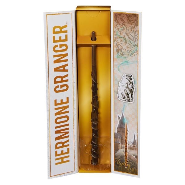 Produktbild: Wizarding World Harry Potter - Authentischer Hermine Granger Zauberstab aus Kunststoff mit Hogwarts-Halterung