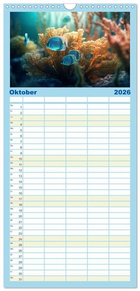 Produktbild: Familienplaner 2026 - Fantasie bei die Fische! mit 5 Spalten (Wandkalender, 21 x 45 cm) CALVENDO