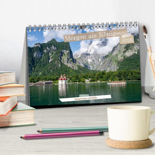 Produktbild: Morgen am K&ouml;nigssee - Spiegelungen und Stille (Tischkalender 2026 DIN A5 quer), CALVENDO Monatskalender