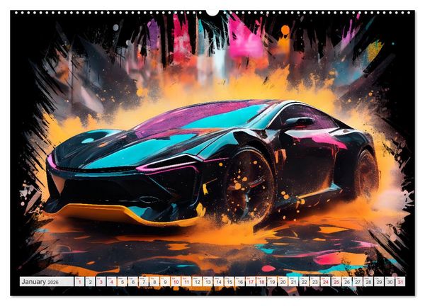 Produktbild: COOL SPORTSCARS Breathtaking AI-generated speedsters (Wall Calendar 2026 DIN A2 landscape), CALVENDO 12 Month Wall Calendar