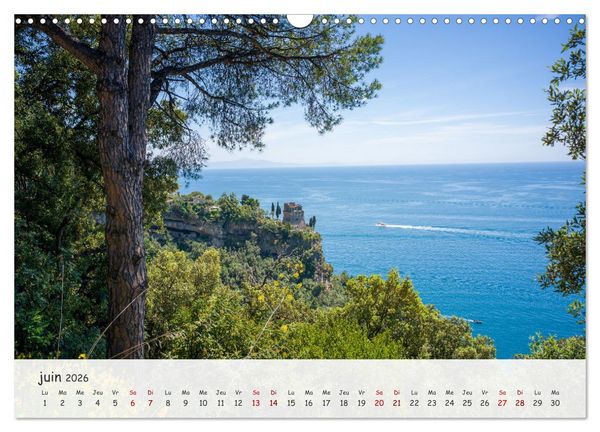 Produktbild: C&ocirc;te amalfitaine - Villes romantiques et paysages magiques (Calendrier mural 2026 DIN A3 vertical), CALVENDO calendrier mensuel