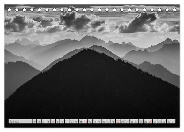Produktbild: Bergpixels Schwarz-Wei&szlig;e Gebirgstr&auml;ume (Tischkalender 2026 DIN A5 quer), CALVENDO Monatskalender