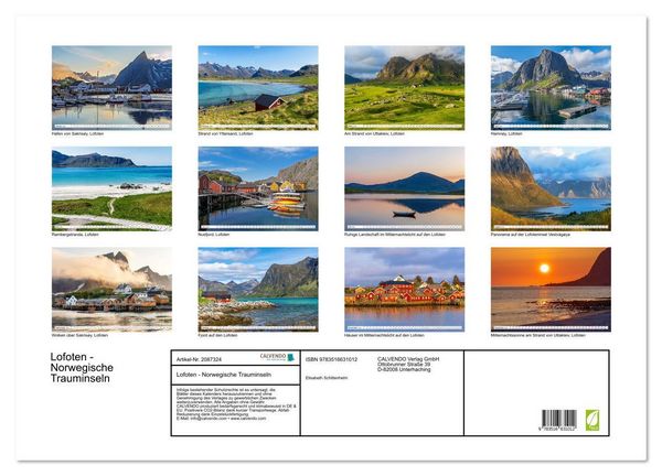 Produktbild: Lofoten - Norwegische Trauminseln (Wandkalender 2026 DIN A2 quer), CALVENDO Monatskalender