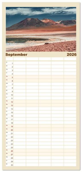 Produktbild: Familienplaner 2026 - Chile - Die stille Kraft der Atacama mit 5 Spalten (Wandkalender, 21 x 45 cm) CALVENDO