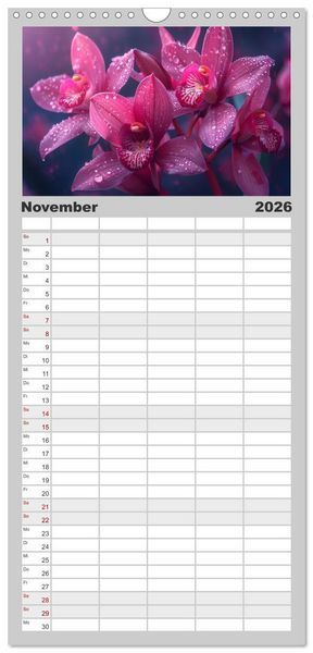 Produktbild: Familienplaner 2026 - Orchideen - farbenfroh durchs Jahr mit 5 Spalten (Wandkalender, 21 x 45 cm) CALVENDO