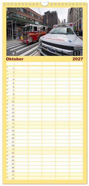 Produktbild: Familienplaner 2027 - Feuerwehr New York - Heart of the City mit 5 Spalten (Wandkalender, 21 x 45 cm) CALVENDO