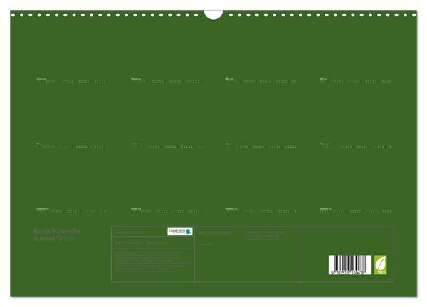 Produktbild: Bastelkalender - dunkel Gr&uuml;n (Wandkalender 2026 DIN A3 quer), CALVENDO Monatskalender