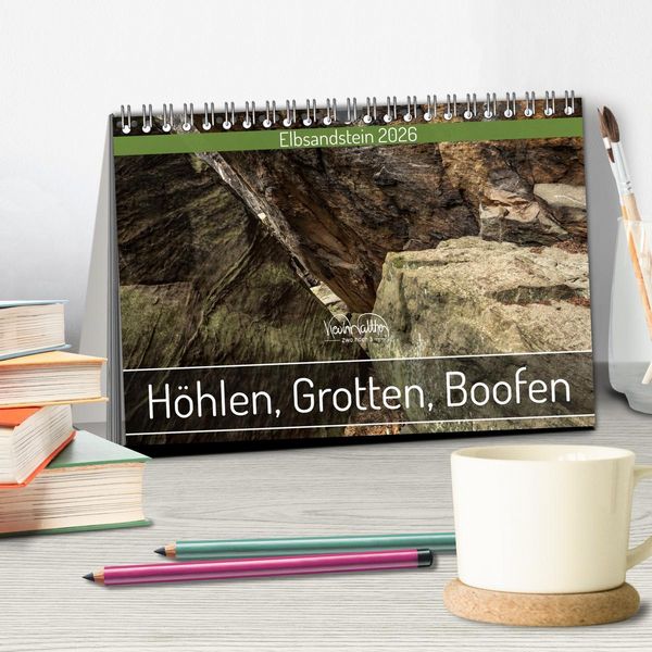 Produktbild: H&ouml;hlen, Grotten, Boofen - Elbsandstein (Tischkalender 2026 DIN A5 quer), CALVENDO Monatskalender