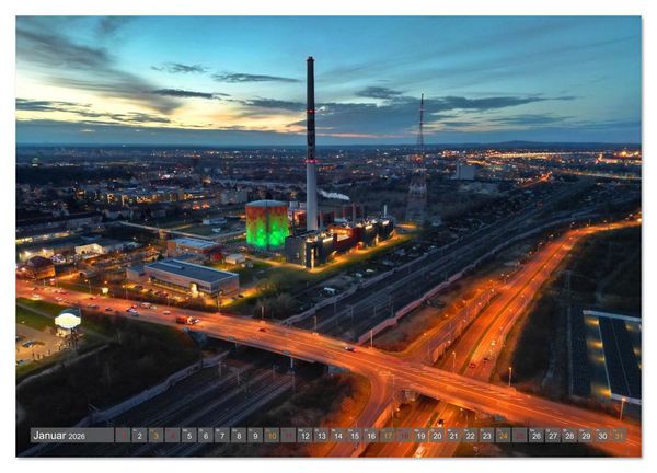 Produktbild: HALLE AN DER SAALE NACHTFLUG (Wandkalender 2026 DIN A2 quer), CALVENDO Monatskalender