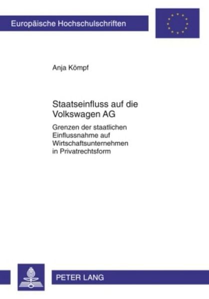 Produktbild: Staatseinfluss auf die Volkswagen AG
