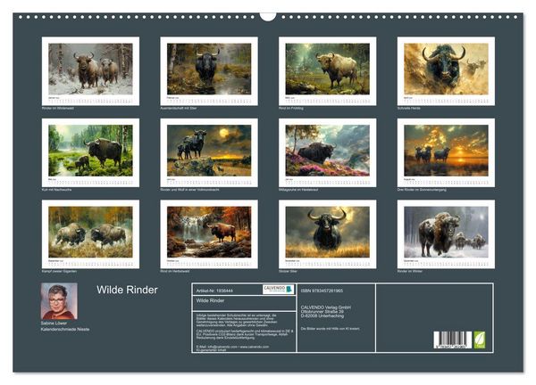 Produktbild: Wilde Rinder (Wandkalender 2026 DIN A2 quer), CALVENDO Monatskalender