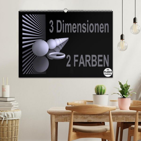 Produktbild: 3 Dimensionen - 2 Farben (Wandkalender 2026 DIN A2 quer), CALVENDO Monatskalender