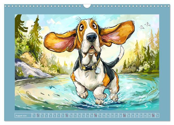 Produktbild: Basset Fun. Niedliche Hunde Cartoons zum Schmunzeln (Wandkalender 2026 DIN A3 quer), CALVENDO Monatskalender