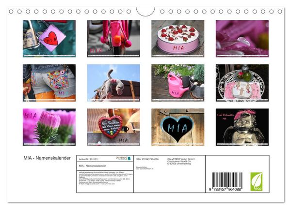 Produktbild: MIA - Namenskalender (Wandkalender 2026 DIN A4 quer), CALVENDO Monatskalender