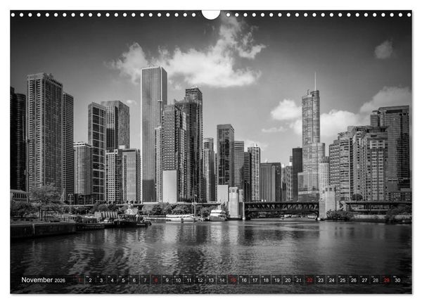 Produktbild: CHICAGO Monochrom (Wandkalender 2026 DIN A3 quer), CALVENDO Monatskalender