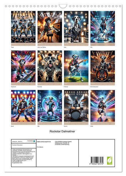 Produktbild: Rockstar Dalmatiner (Wandkalender 2026 DIN A3 hoch), CALVENDO Monatskalender
