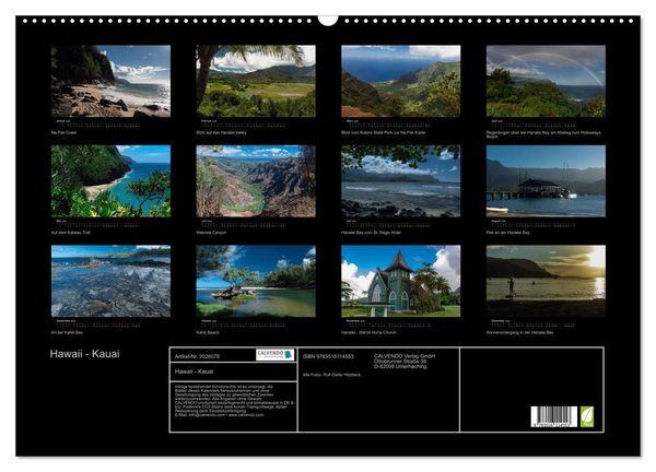 Produktbild: Hawaii - Kauai (Wandkalender 2026 DIN A2 quer), CALVENDO Monatskalender