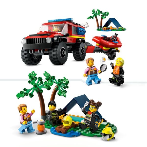 Produktbild: LEGO City 60412 Feuerwehrgeländewagen mit Rettungsboot, Feuerwehr-Spielzeug