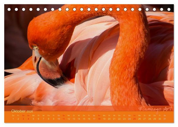 Produktbild: Flamingo Art 2026 (Tischkalender 2026 DIN A5 quer), CALVENDO Monatskalender