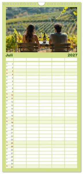 Produktbild: Familienplaner 2027 - Wein begeistert mit 5 Spalten (Wandkalender, 21 x 45 cm) CALVENDO