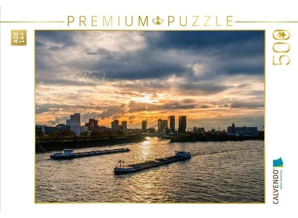CALVENDO Puzzle Blick von der Rheinkniebrücke auf den Medienhafen | 500 Teile Lege-Größe 48 × 36 cm Foto-Puzzle für Erwachsene