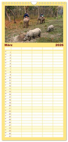 Produktbild: Familienplaner 2026 - Einzigartiges NEPAL mit 5 Spalten (Wandkalender, 21 x 45 cm) CALVENDO