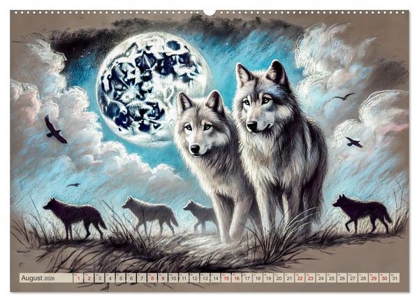 Produktbild: Die Eleganz der W&ouml;lfe - Mythische Begegnungen in der Natur (Wandkalender 2026 DIN A2 quer), CALVENDO Monatskalender