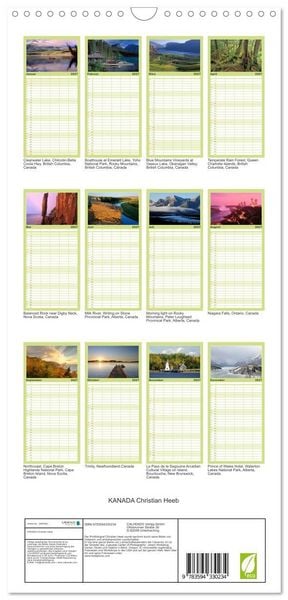 Produktbild: Familienplaner 2027 - KANADA Christian Heeb mit 5 Spalten (Wandkalender, 21 x 45 cm) CALVENDO
