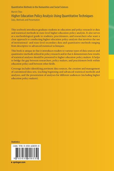 Produktbild: Higher Education Policy Analysis Using Quantitative Techniques