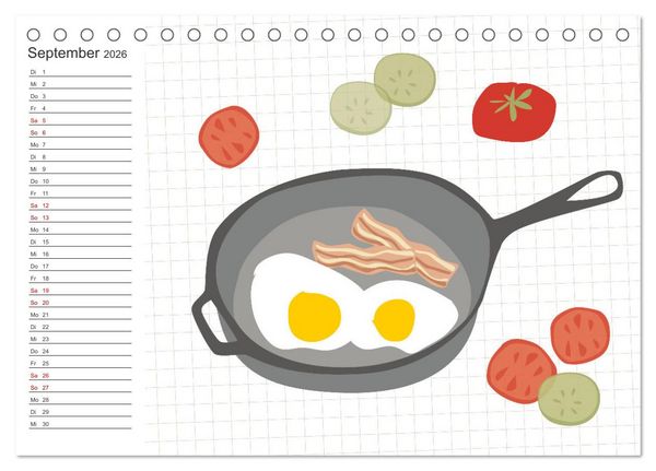 Produktbild: Fast Food Illustration (Tischkalender 2026 DIN A5 quer), CALVENDO Monatskalender