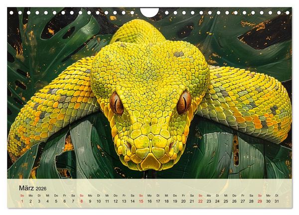 Produktbild: Schlangen. Faszination Reptilien. Kunstvolle Paintings (Wandkalender 2026 DIN A4 quer), CALVENDO Monatskalender