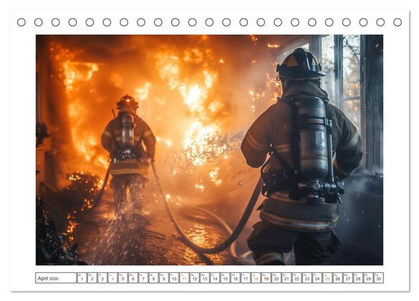 Produktbild: Helden im Einsatz - M&auml;nner und Frauen im Feuerwehrdienst (Tischkalender 2026 DIN A5 quer), CALVENDO Monatskalender