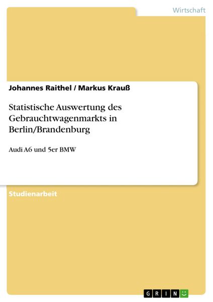 Produktbild: Statistische Auswertung des Gebrauchtwagenmarkts in Berlin/Brandenburg