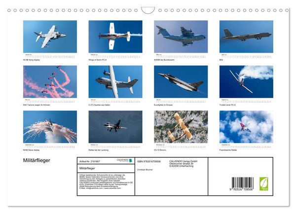 Produktbild: Milit&auml;rflieger (Wandkalender 2026 DIN A3 quer), CALVENDO Monatskalender