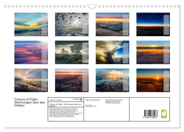 Produktbild: Colours of Flight - Stimmungen &uuml;ber den Wolken (Wandkalender 2026 DIN A3 quer), CALVENDO Monatskalender