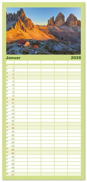 Produktbild: Familienplaner 2026 - Leidenschaft Landschaften mit 5 Spalten (Wandkalender, 21 x 45 cm) CALVENDO