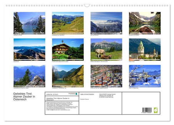 Produktbild: Geliebtes Tirol. Alpiner Zauber in &Ouml;sterreich (Wandkalender 2026 DIN A2 quer), CALVENDO Monatskalender