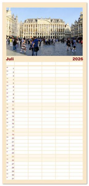 Produktbild: Familienplaner 2026 - Br&uuml;ssel - Spannende Metropole mit 5 Spalten (Wandkalender, 21 x 45 cm) CALVENDO