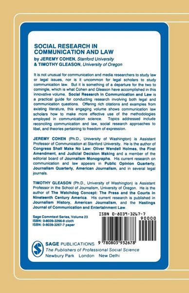 Produktbild: Social Research in Communication and Law