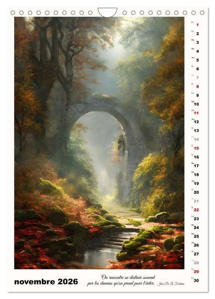 Produktbild: Chemins de fantaisie (Calendrier mural 2026 DIN A4 horizontal), CALVENDO calendrier mensuel