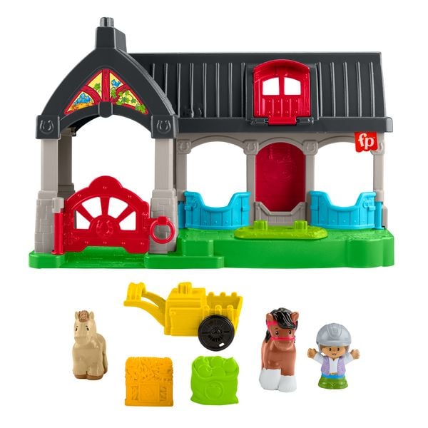 Produktbild: Fisher-Price Little People Spielset f&uuml;r Kleinkinder Niedlicher Pferdestall mit Ger&auml;uschen, 6 Spielteile