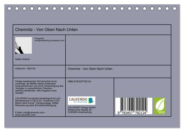 Produktbild: Chemnitz - Von Oben Nach Unten (Tischkalender 2026 DIN A5 quer), CALVENDO Monatskalender